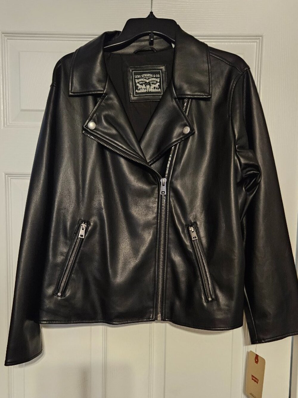 Levi's Womens Faux Leather Moto Jacket Black Size 1X